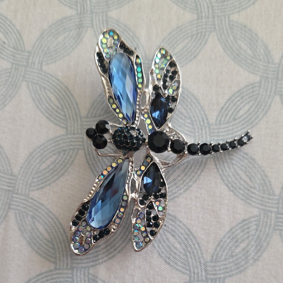 Blue And Silver Dragonfly Brooch